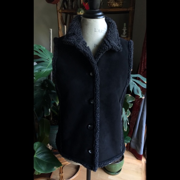 L.L. Bean Fleece Suede-Like Look Vest Sz S Reg - Picture 2 of 9